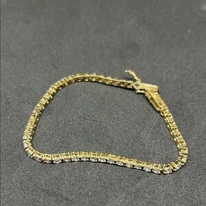 Elegant Gold covered Silver Tennis Bracelet 7.5”